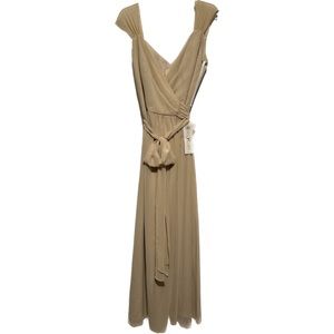 Champagne Maxi Chiffon Wrap Bridesmaid Dress